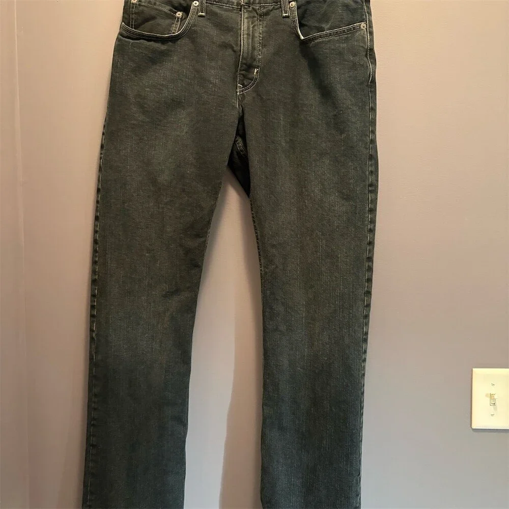 Eddie Bauer Jeans Mens 34x34 Dark Blue Lined Straight Leg 5-Pocket Denim
